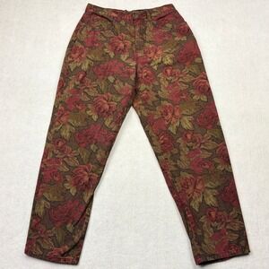 Vintage Bill Blass Floral Jeans Womens 10P High Waist Tapestry Rose Mom Jeans 10